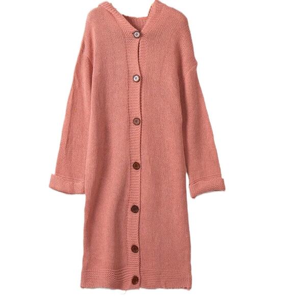 NWOT Light Pink Long Cozy Soft Cardigan Sweater Coatigan Layering Large Pockets - Picture 1 of 3